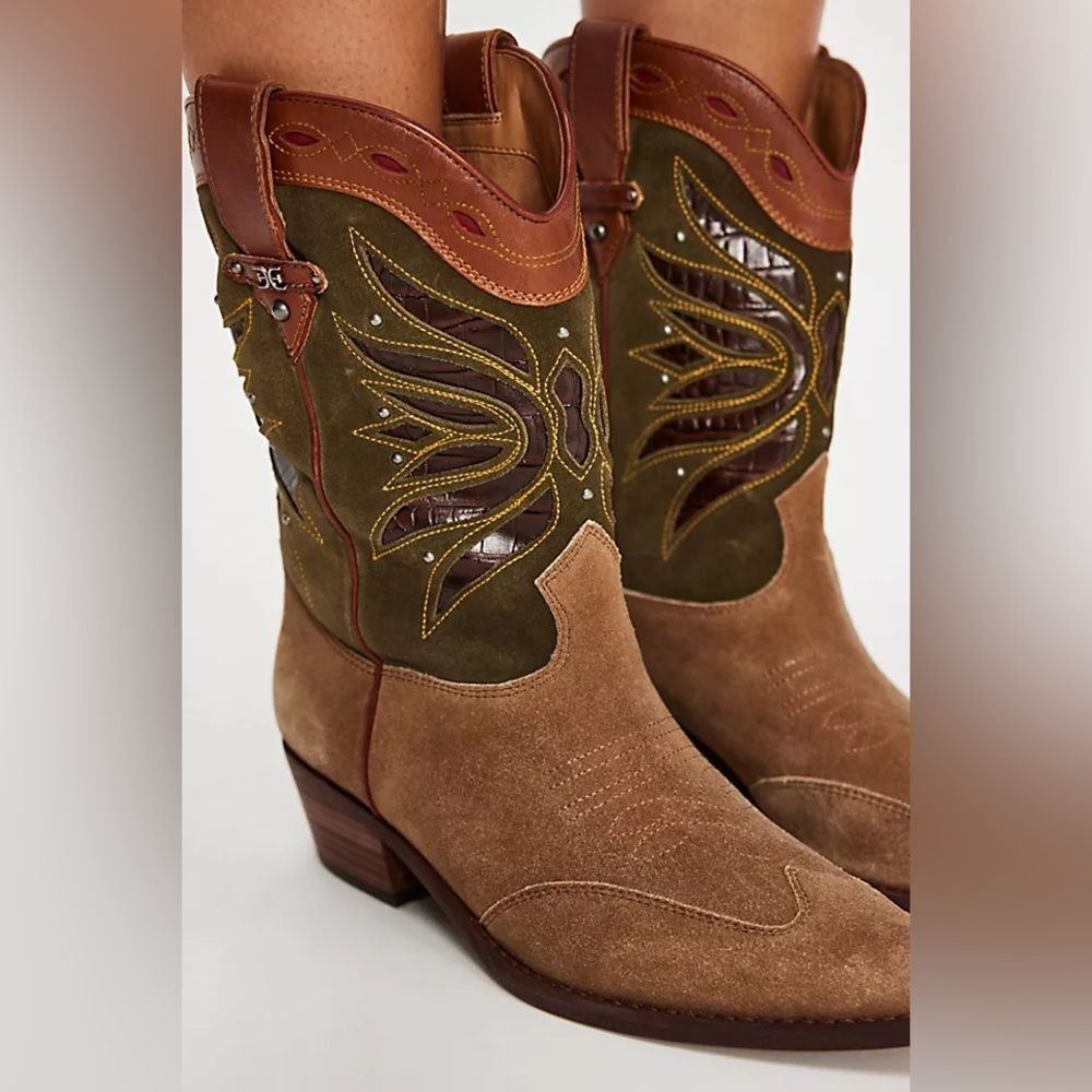Sam Edelman Rylin Western Boots (Women) Cowgirl brown & green size 10 & 9.5